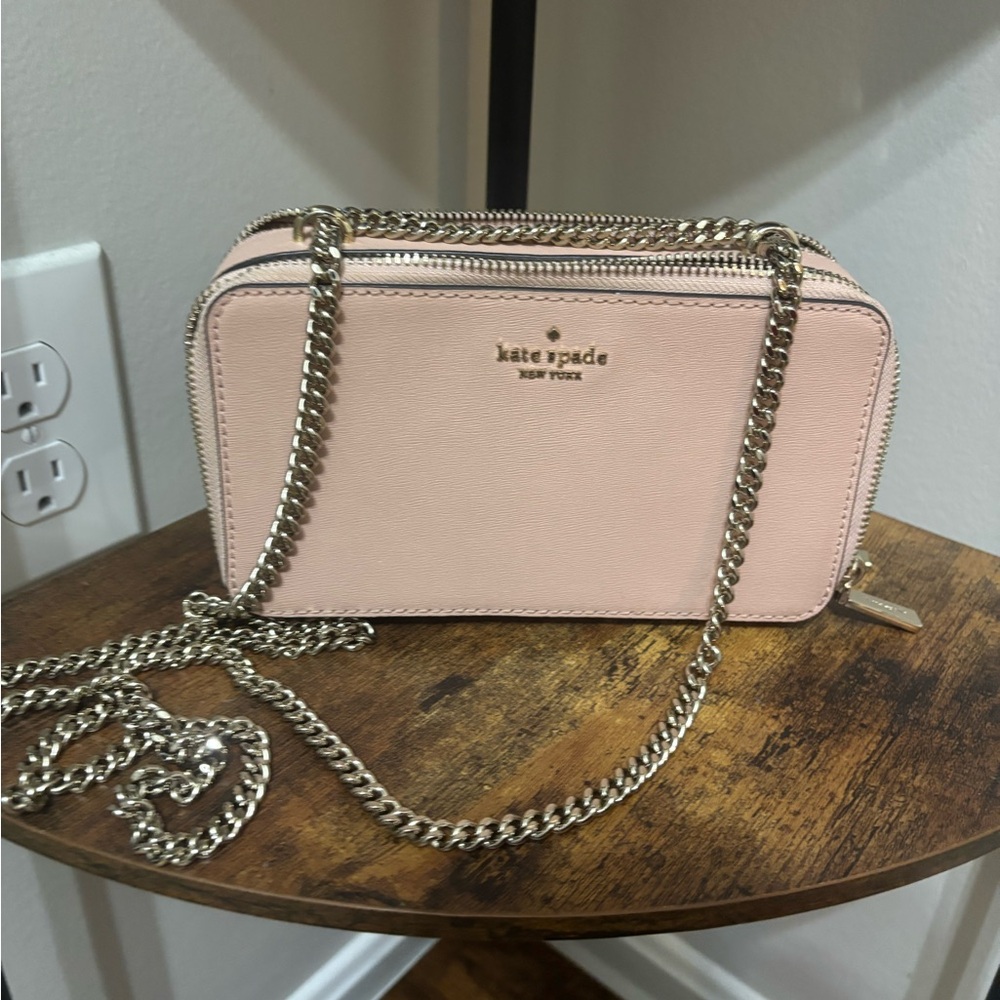 Kate Spade Blush Pink Shoulder Bag with Silver Chain
